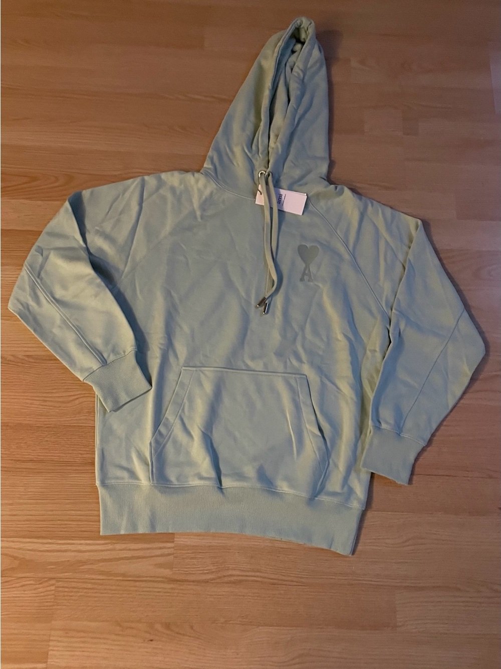 Ami Light Green Hooded Zip-Up Sweater
